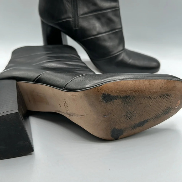 ZARA 100% PREMIUM LEATHER HIGH HEEL SOCK BOOT - Picture 9 of 11